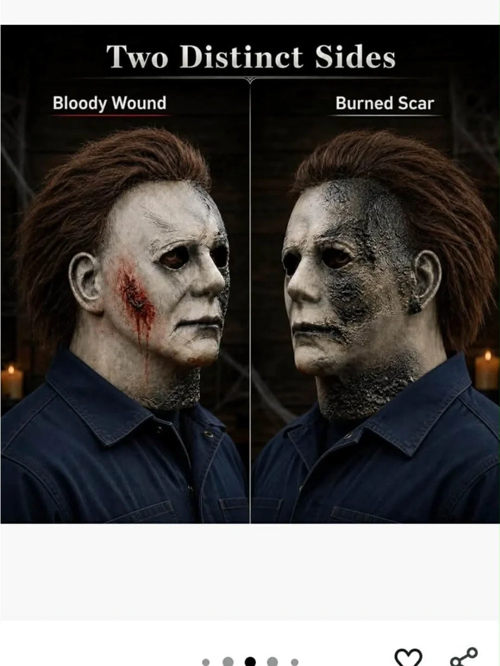 Distressed Horror Face Mask with Burn and Blood Details